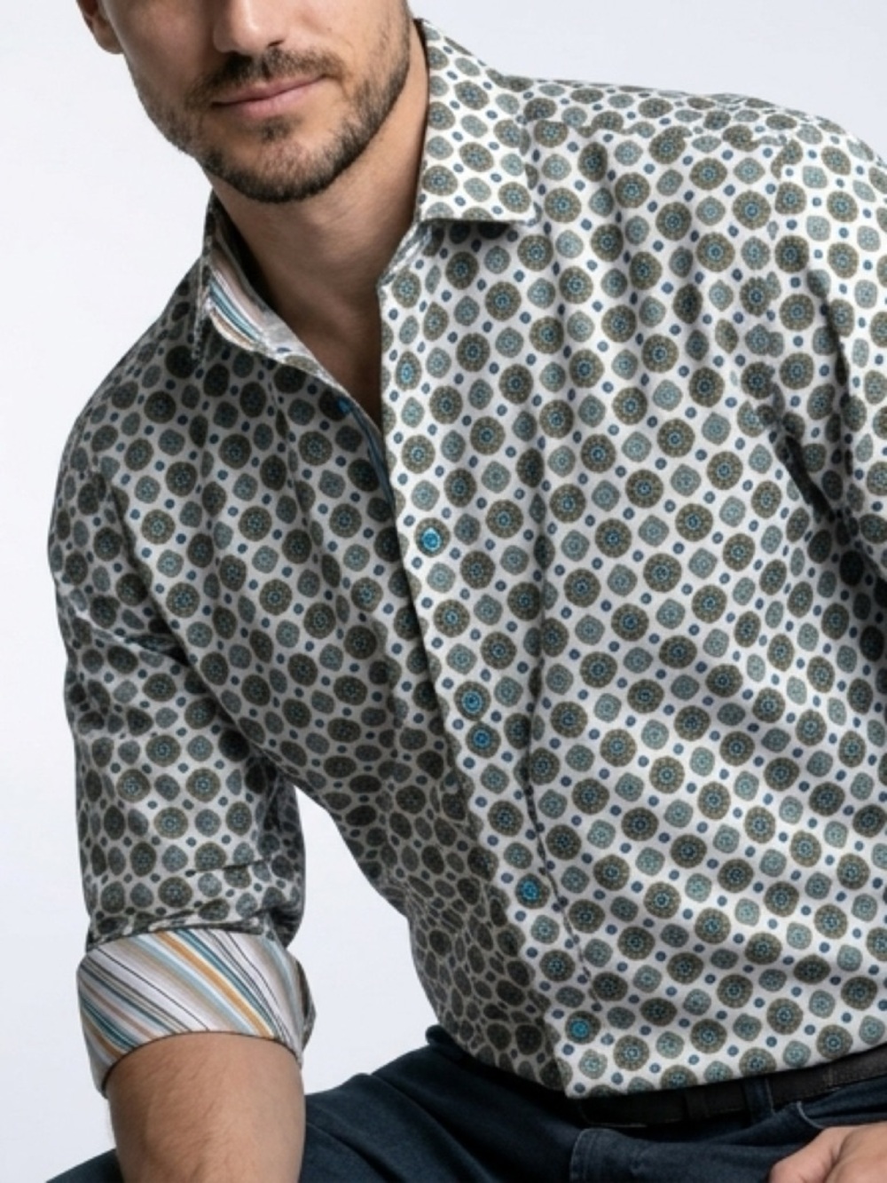 Thomas Dean Men’s Shirt with Geometric Print